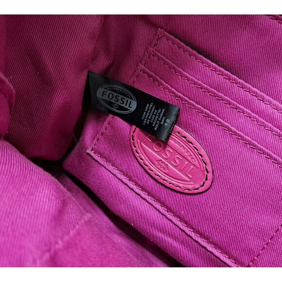 Fossil Sydney Satchel Crossbody Leather Handbag Pink Magenta Purse - Picture 7 of 7